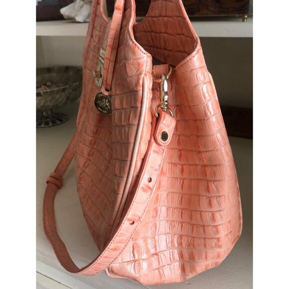 BEAUTIFUL BRAHMIN Elisa Satchel Shoulder Hobo Bag Rare Peach Color - Picture 4 of 14